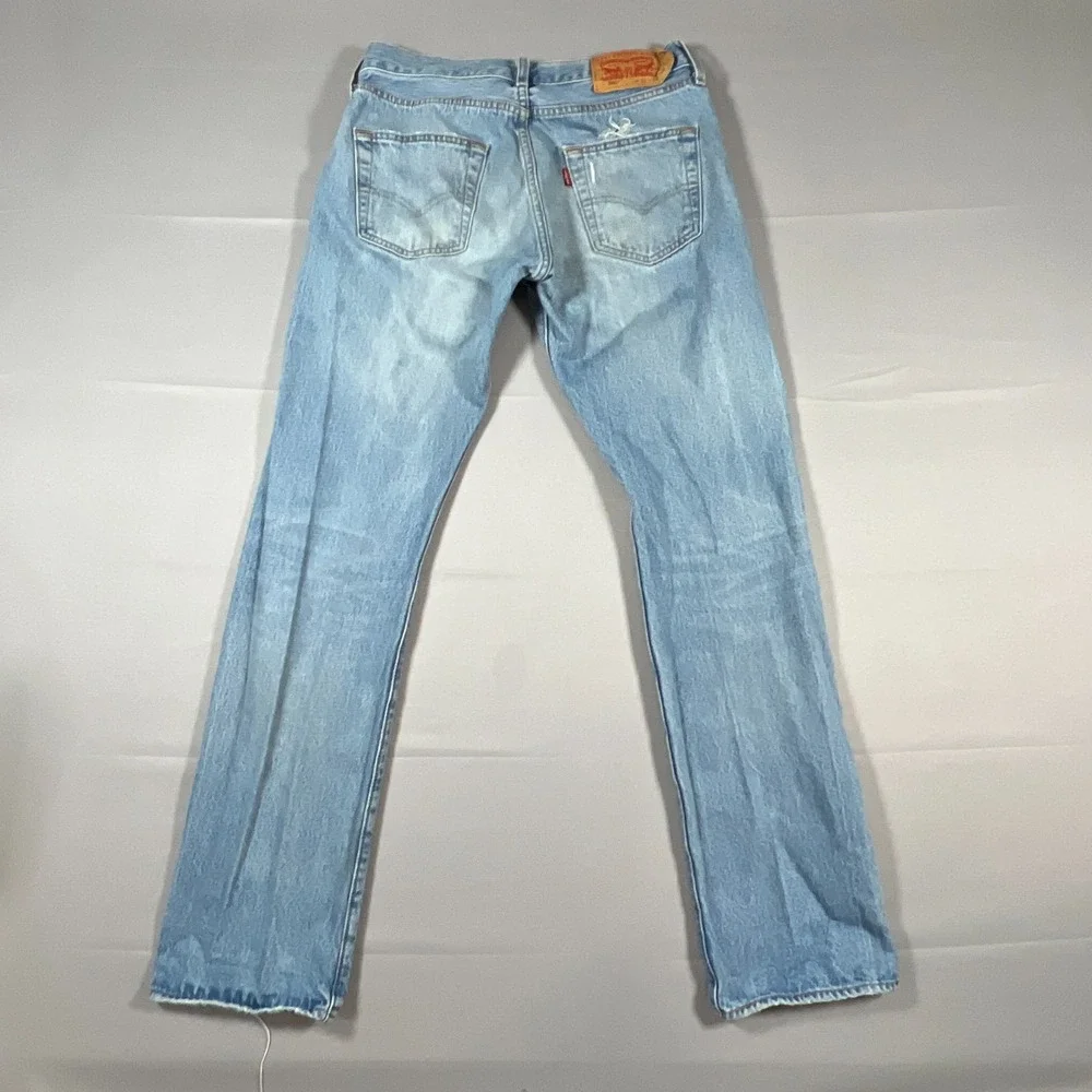 Levi's 501 Jeans Men 30x32 Blue Denim Cotton Medium Wash Distressed Straight Leg